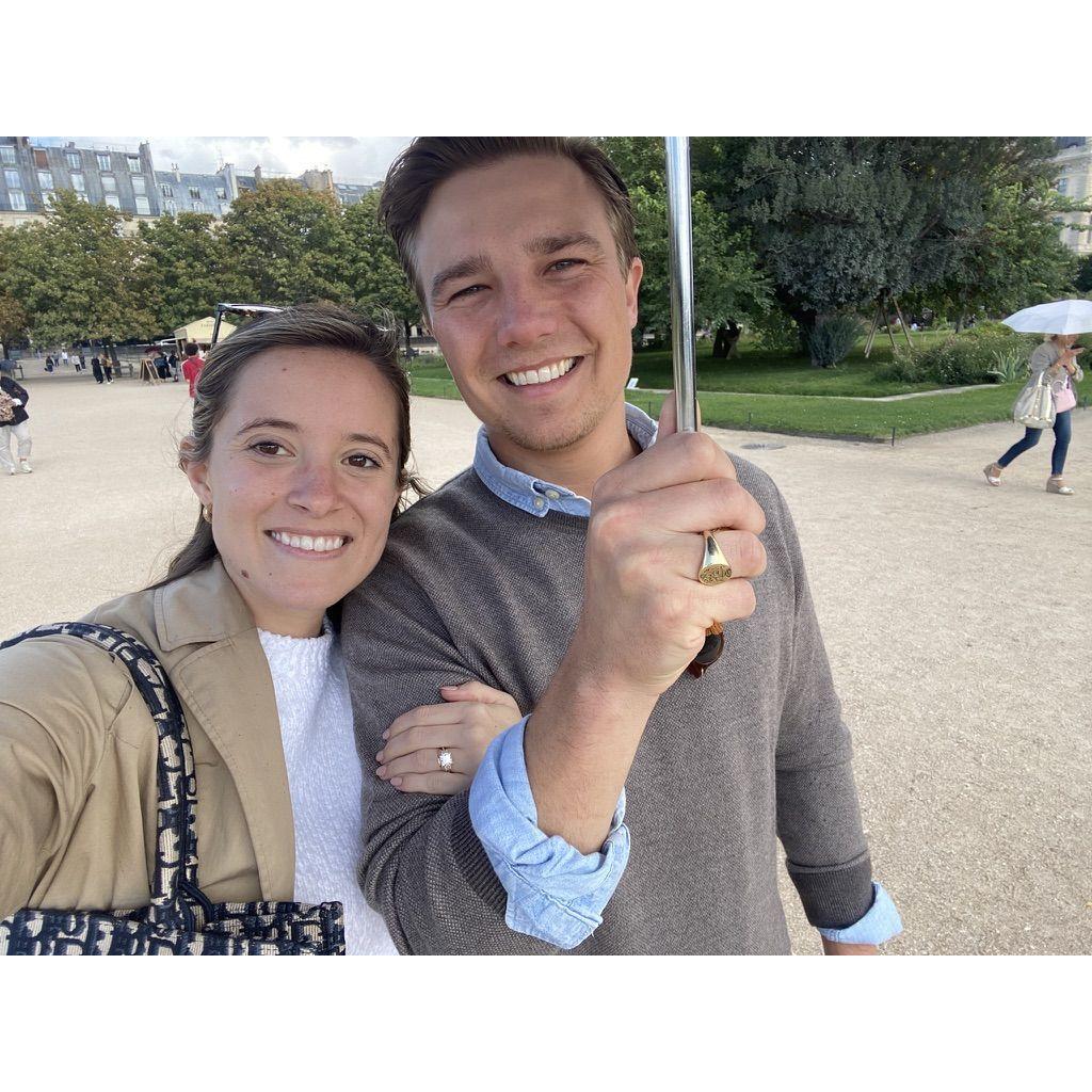 Our first walk through the Jardin des Tuileries after getting engaged!