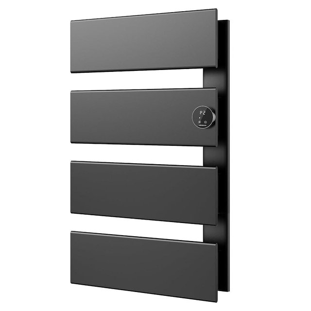 K&KALONZO Electric Towel Warmer, 18.35" W x 31" H Wall-Mounted Towel Heater with Built-in Timer, Waterproof Aluminum Towel Warmer for Bathroom, Support Plug-in and Hardwired, Black, K4-R-B