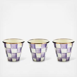 Violet Check Herb Pot, Set of 3
