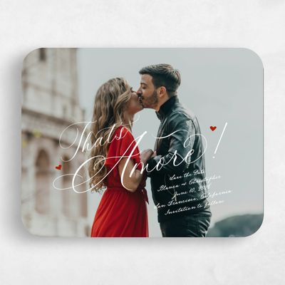 White Rounded Wedding Save the Date - Estate Photo
