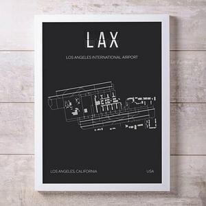 18x24 LAX Los Angeles International Airport Print Map Wall Art