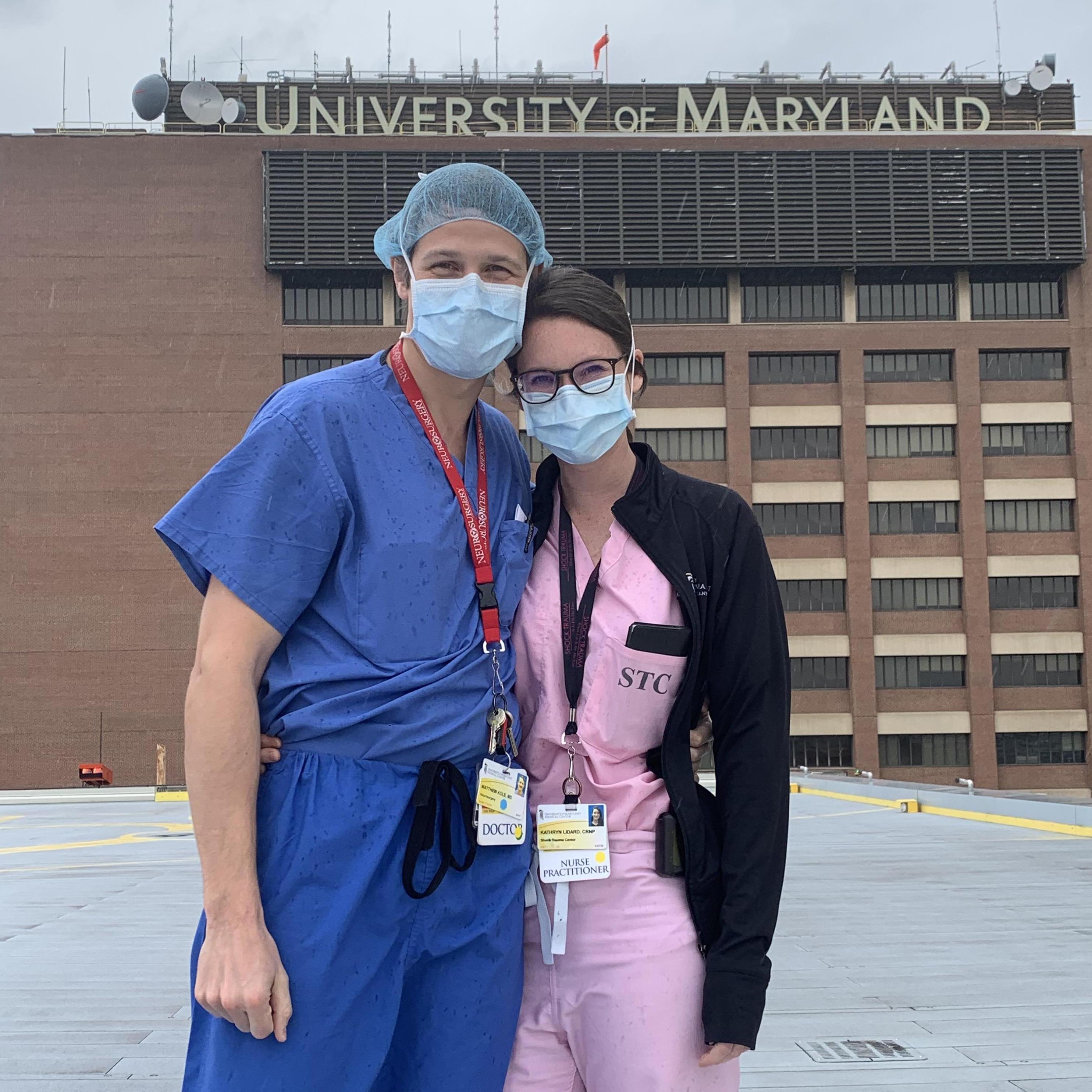 Bumping into each other on the helipad at work when the Blue Angels did a flyby for UMMC.