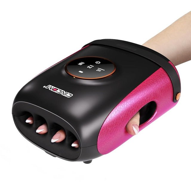 CINCOM Hand Massager with Heat and Compression, Finger and Palm Massage Machine for Pain Relief, Arthritis and Improved Circulation, Gifts for Women, Cordless and Rechargeable (Black)