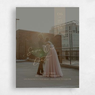Tan, Beige Wedding Save the Date - Raven Photo