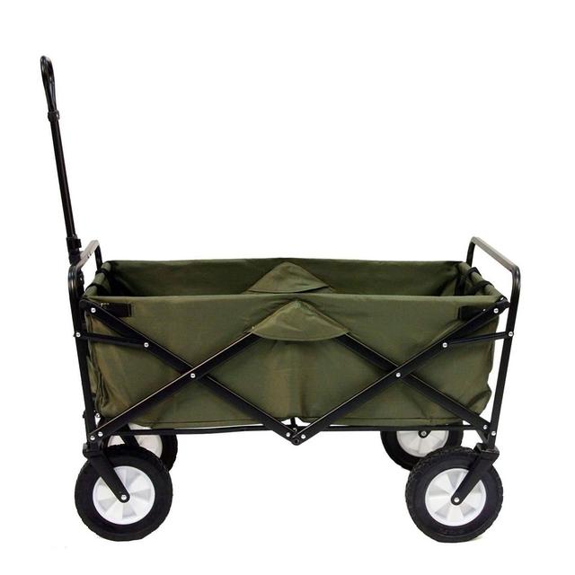 Mac Sports Heavy Duty Steel Frame Collapsible Folding 150 Pound Capacity Outdoor Camping Garden Utility Wagon Yard Cart, Green