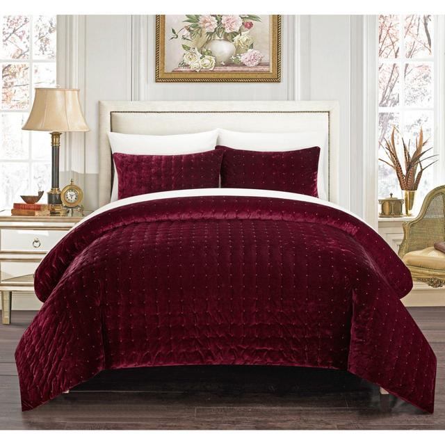 Chic Home Chaya 7-Piece King Comforter Set in Burgundy