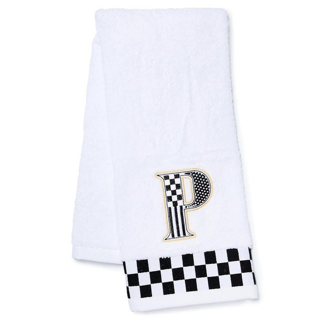 MACKENZIE-CHILDS Monogram Cotton Hand Towel, Cute Black-and-White Decorative Monogrammed Hand Towel for Bathroom or Kitchen, P