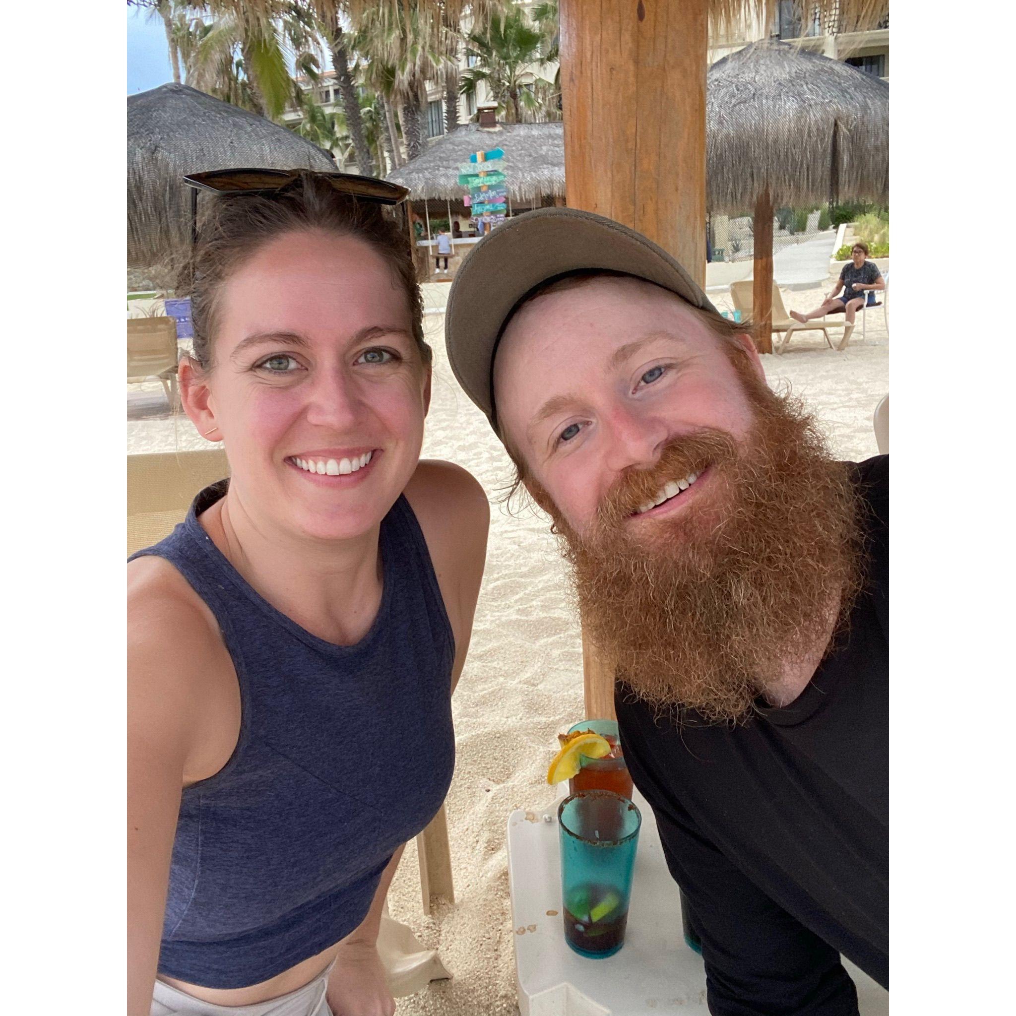 December 2022 - Cabo San Lucas, Mexico. Alaine very much enjoying the free trip she got us as a dog-sitter - while Stephen was fighting for his life to not burn to a crisp. Love you forever, LucyDog!