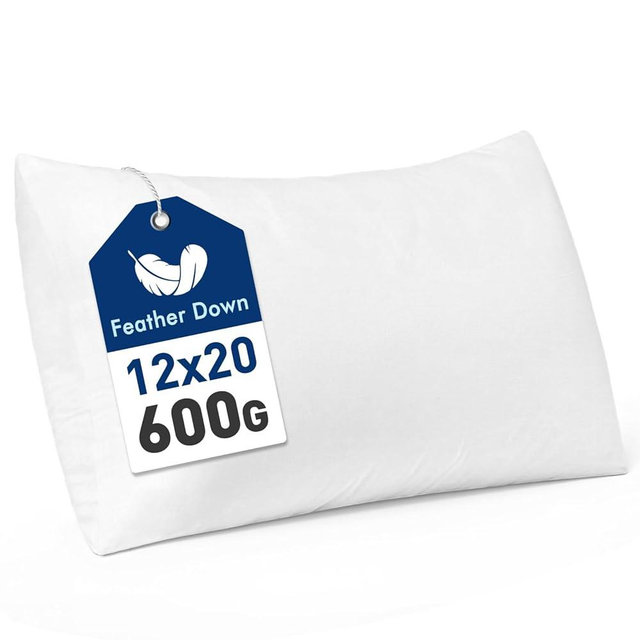 MIULEE Premium Feather and Down 12x20 Throw Pillow Insert Soft Fluffy Throw Pillow Double-Layer Cotton Fabric for Sofa Bed Couch Prevents Feather Leakage