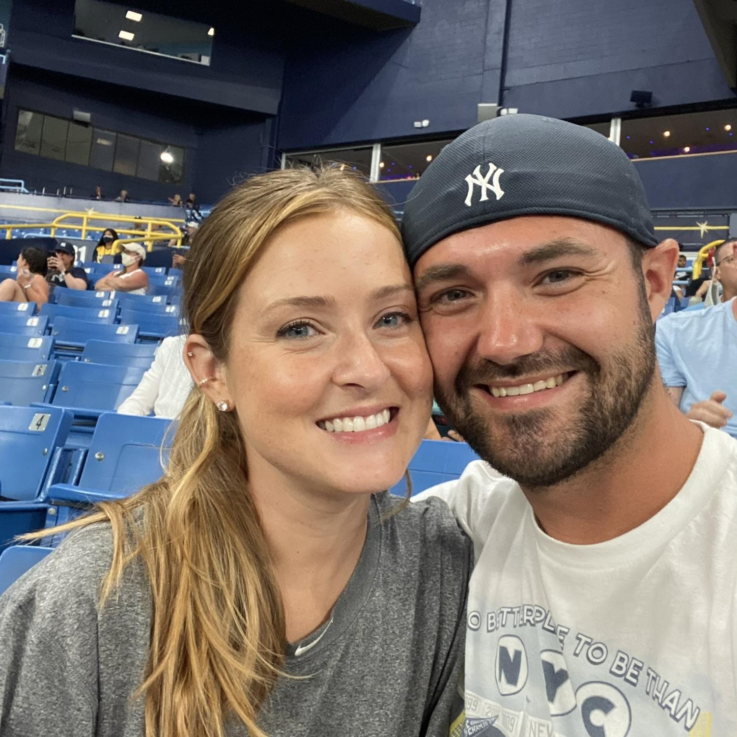 One of our very first dates, at a Yankees game!