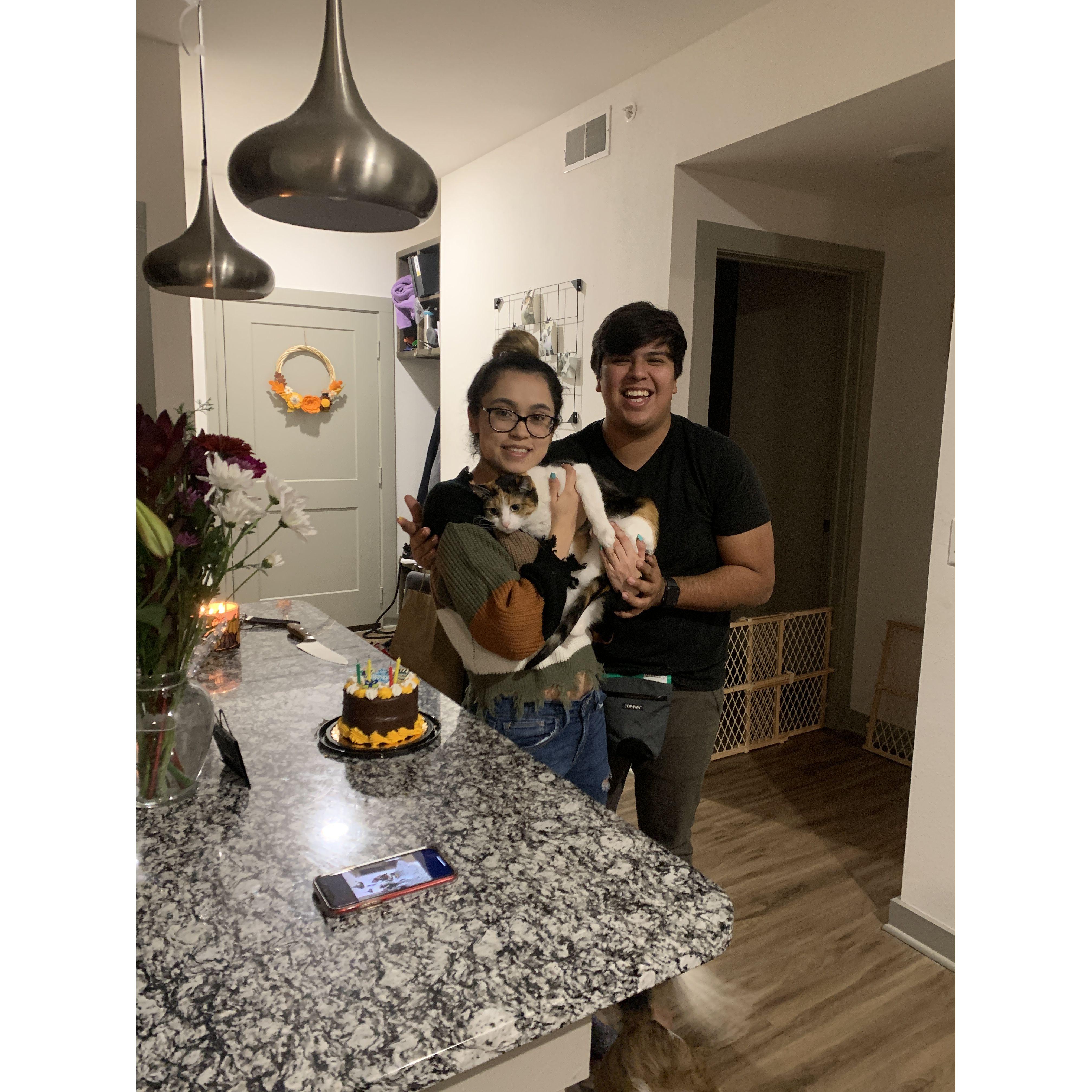 Celebrating Itzel's birthday with Luna