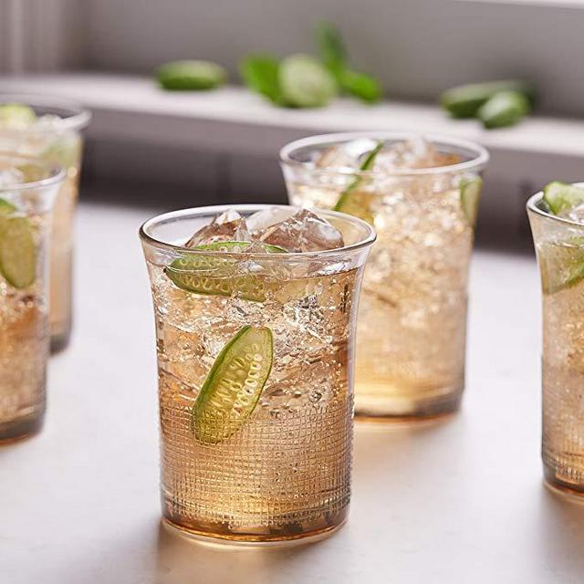 Libbey Yute Tumbler Glasses, Gold, Set of 8