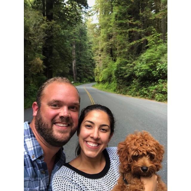 At Redwood National forest with our new puppy Miss Charli