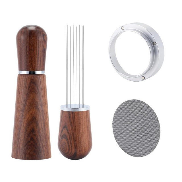 51mm Espresso Accessories Kit,316 Stainless Steel WDT Tool Espresso,Dosing Funnel and Puck Screen Set，Espresso Distribution Tool,Espresso Coffee Stirrer for Barista