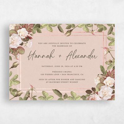 Sweet Pink Wedding Invitation - Quintana Landscape
