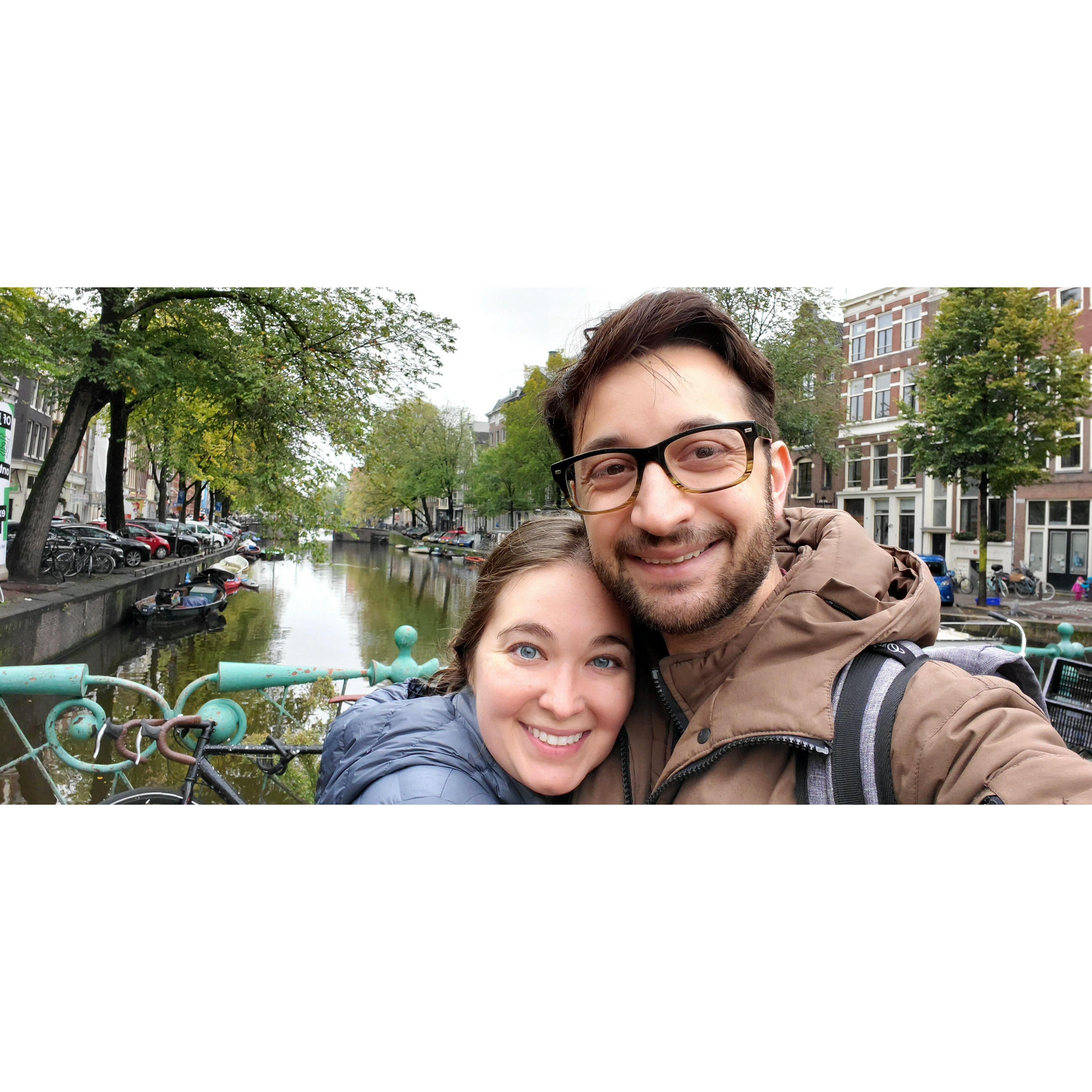 Admiring the canals in Amsterdam