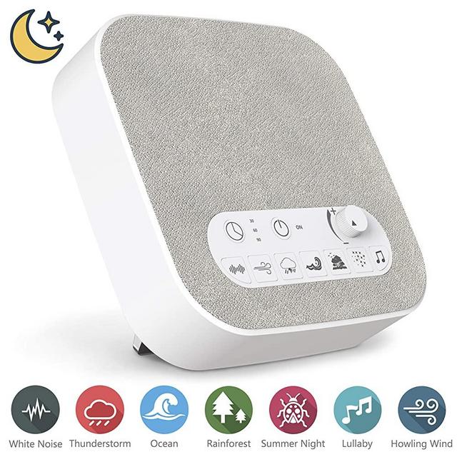 White Noise Machine Sound Machine with Natural Soothing Sounds, USB Charger, Adjustable Volume, Headphone Jack, Auto-Off Timer, Portable for Home Office Travel