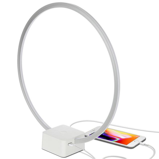 Brightech Circle 15" Dimmable Modern LED Desk Lamp with USB Port