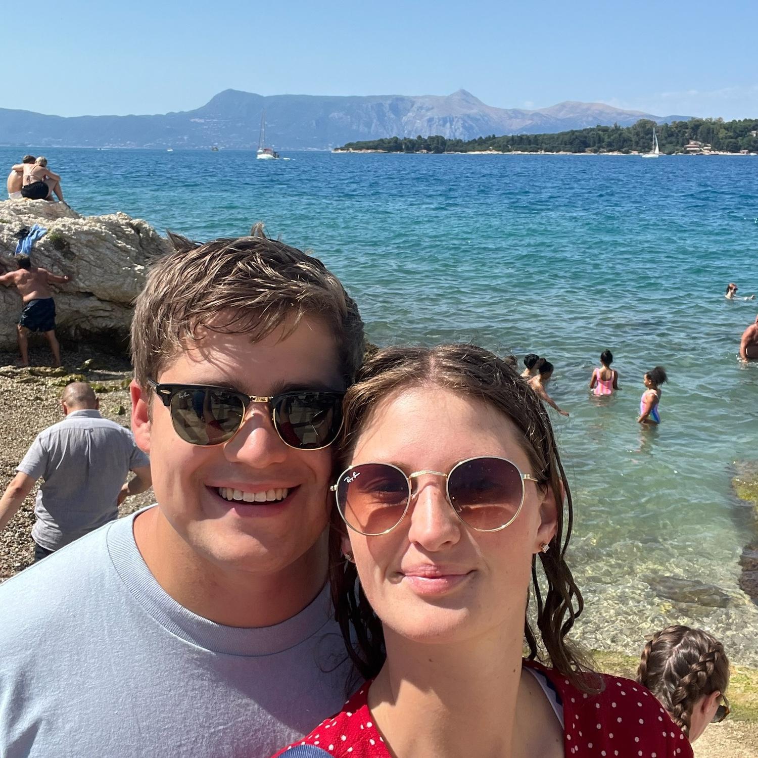 Beach day in Greece! The water was crystal clear & freezing (and full of sea urchins).