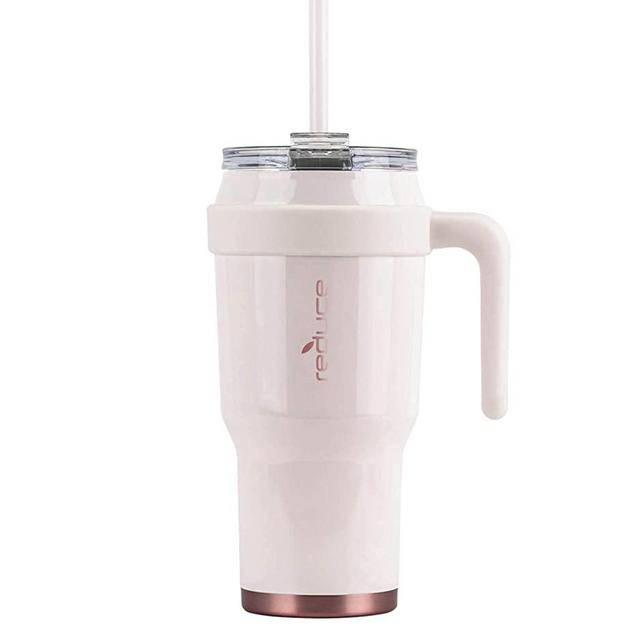 Reduce Tumbler – 40 oz Tumbler With Straw and Lid and Handle, 34 Hours Cold – Vacuum Insulated, Sweat-Proof Body – Large Insulated Mug for Cold and Hot Drinks – Pink Cotton, Opaque Gloss