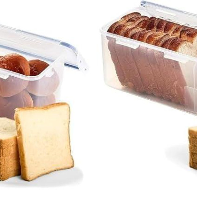 LOCK & LOCK Easy Essentials Food Storage lids/Airtight containers, BPA Free, Bread Box-21.1 Cup, Clear (Pack of 2)
