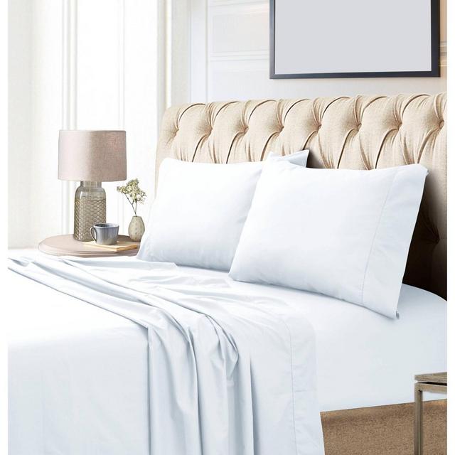 Queen 800 Thread Count Extra Deep Pocket Sateen Sheet Set White - Tribeca Living