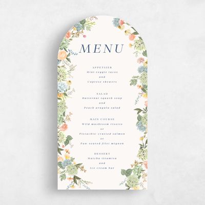 Beige Arch Wedding Menu - Rosamund