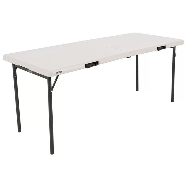 Lifetime 6-Foot Fold in Half Table, 2-Pack, Commercial, Almond