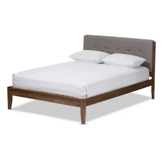 Baxton Studio Leyton Queen Platform Bed in Grey