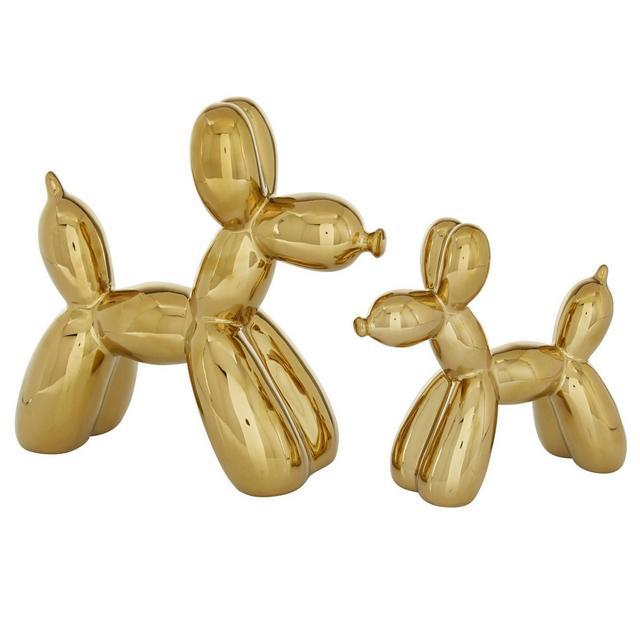 Set of 2 Ceramic Balloon Dog Sculptures Gold - Olivia & May