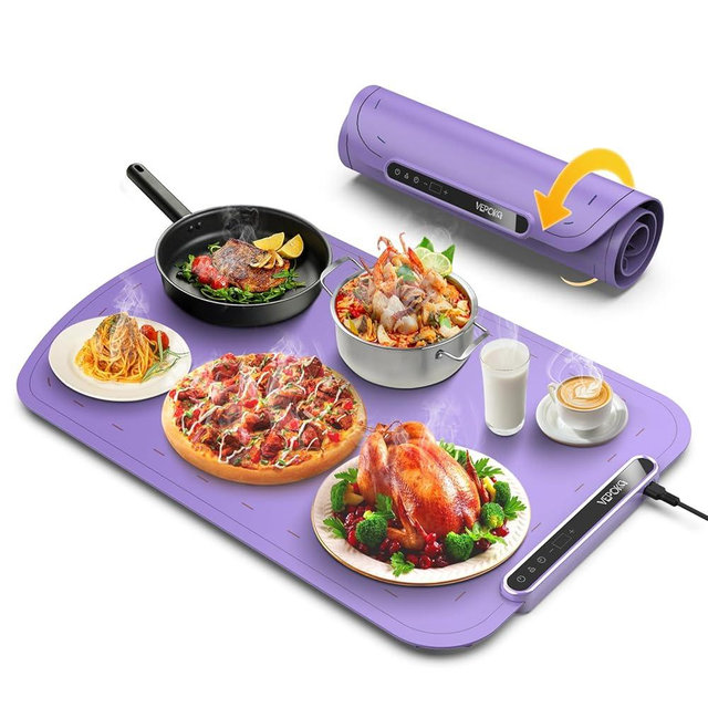 Warming Mat for Food, VEPOKA Food Warmer Mat for Countertop, Electric Warming Tray with 7 Temp Levels & Auto Shut-Off, Food Warmers for Parties, Ideal Gift for Kitchen & Buffet Use
