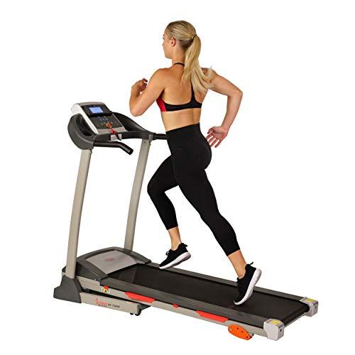 Sunny Health & Fitness Folding Treadmill with Device Holder, Shock Absorption and Incline