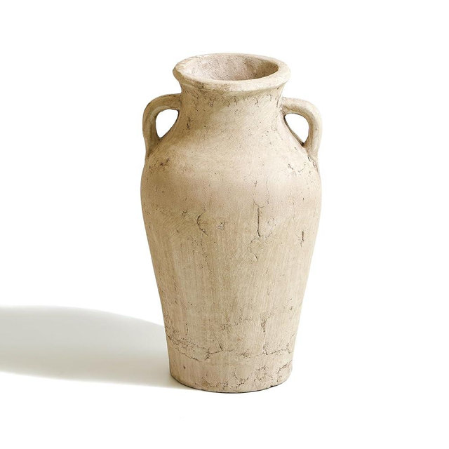 LB2 Rustic Large Ceramic Vase, 11.8" Tall Zen Style vase, Terra Cotta Pitcher Vase, Distressed Farmhouse Decor, Pottery Decorative Flower Vase for Home Decor