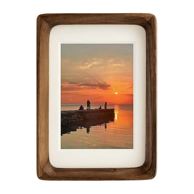 FLECHAZO 5x7 Picture Frame Wood with 4x6 Mat,Natural Solid Walnut Wooden Photo Frames 5 by 7 for Tabletop or Wall Display