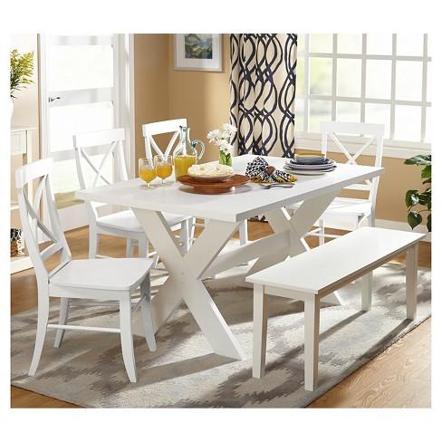 Sumner Dining Set with Bench White 6 Piece - TMS