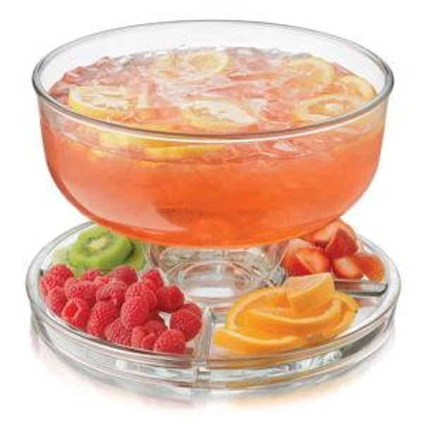Multiuse Glass Server, Punch Bowl, Chip and Dip Bowl, Cake Stand