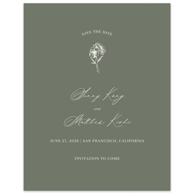 Green Rustic Wedding Digital Save the Date - Lyra Portrait
