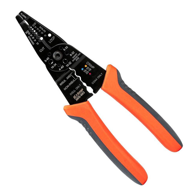 iCrimp 5-in-1 Multipurpose Stripper, Crimper, Cutter, Compact Electricians Pliers Cable Strippers, Home Repair Tool IWS-083