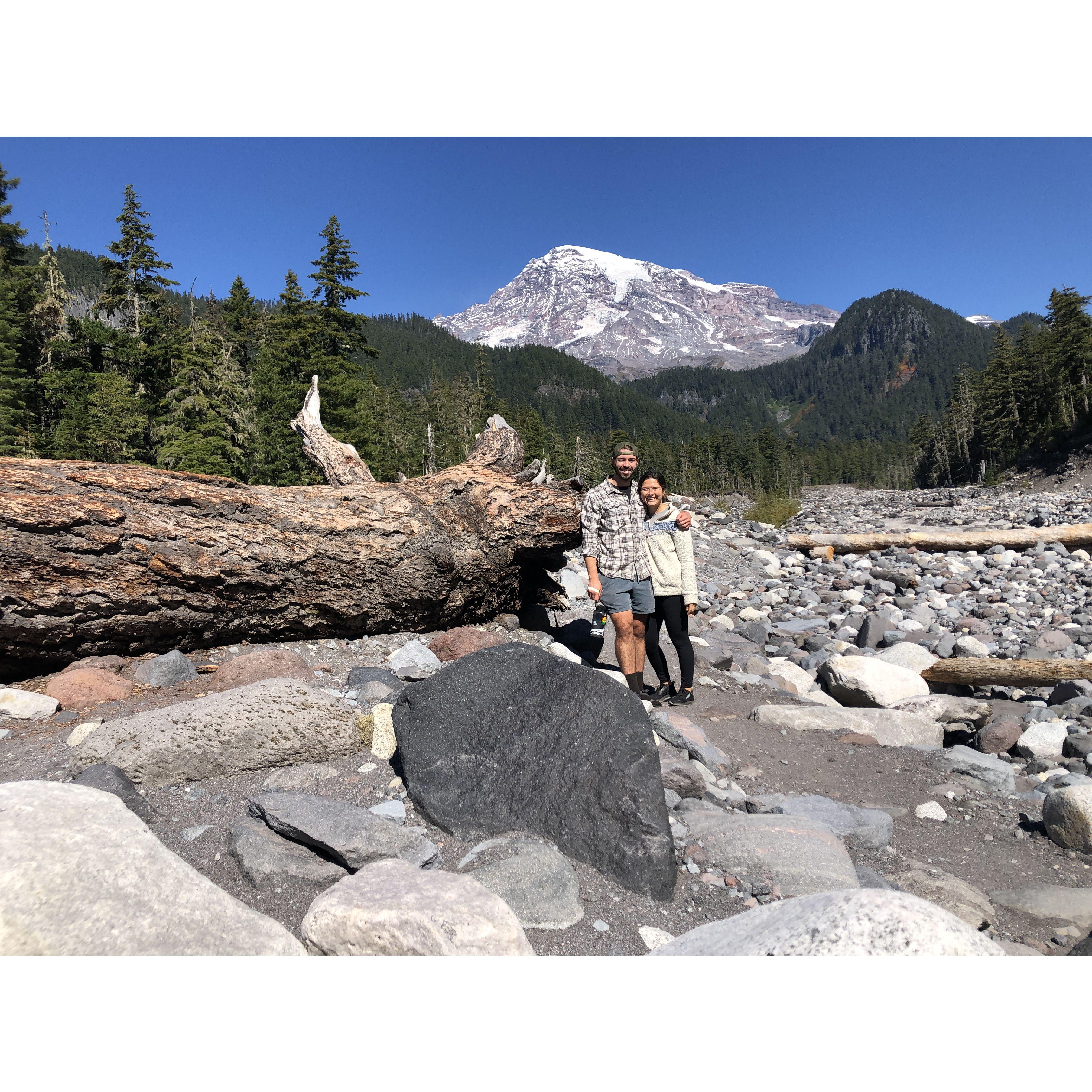 Camping outside of Mount Rainier, one of our favorite parks