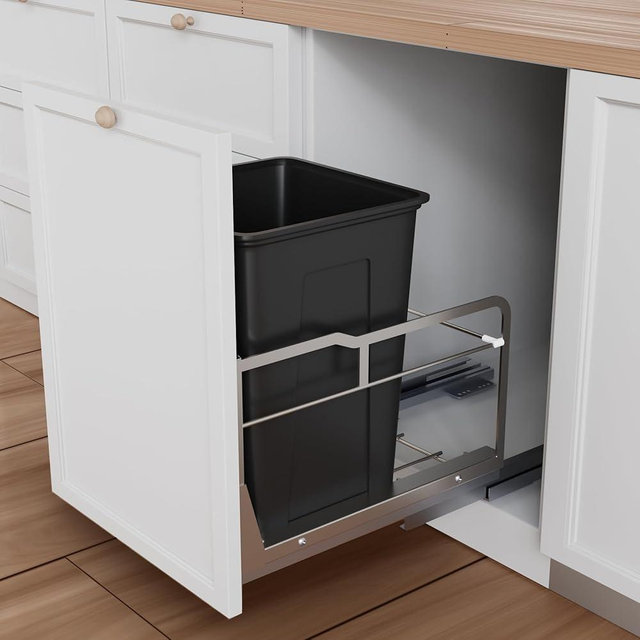 Gornoxblif Pull Out Trash Can Under Cabinet with Soft-Close Slides, Heavy Duty Under Sink Trash Can Kit for Kitchen, Garbage Can Not Included, Requires Minimum Cabinets Opening 13" W X 18" D