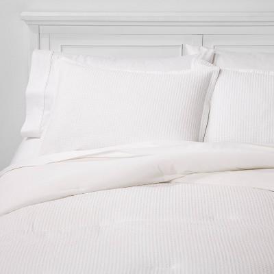 Full/Queen Washed Waffle Weave Comforter Set White - Threshold™