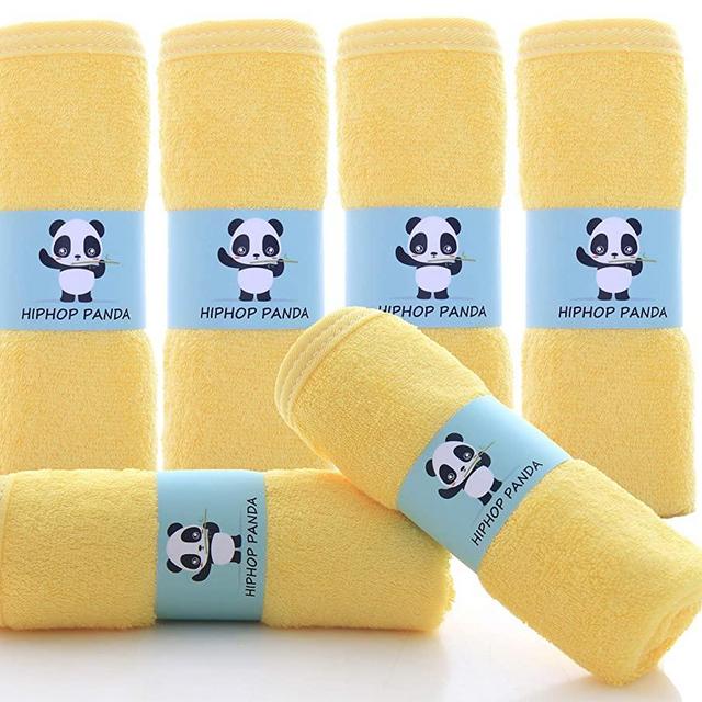 Bamboo Baby Washcloths- 2 Layer Ultra Soft Absorbent Bamboo Towel - Newborn Bath & Face Towel - Natural Reusable Baby Wipes for Delicate Skin - Baby Registry as Shower Gift (Yellow, 6 Pack)