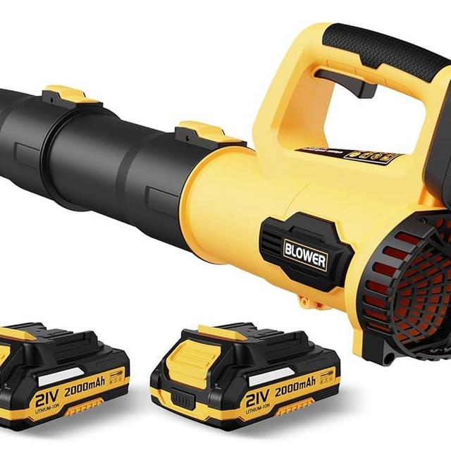 LEAPUL Leaf Blower, 21V Electric Cordless Leaf Blower, 2 X 2.0Ah Batteries and Charger Included, Lightweight Leaf Blower for Patio Cleaning, Lawn Care, Blowing Leaves and Dust, etc. LP69