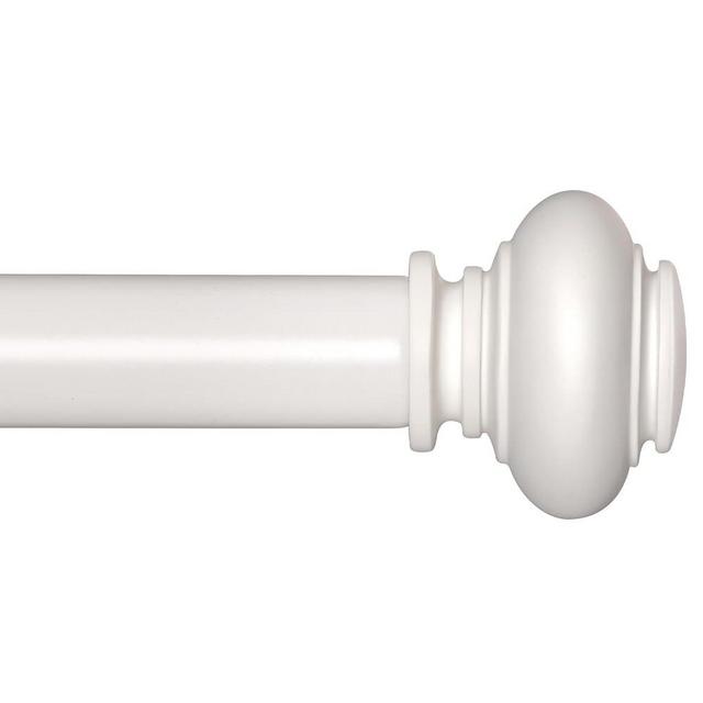 SIMEWIN White Curtain Rods for Windows 66 to 120 Inches Adjustable Decorative 1 Inch Diameter Single Window Curtain Rod Set with Classic Finials, White Finishing
