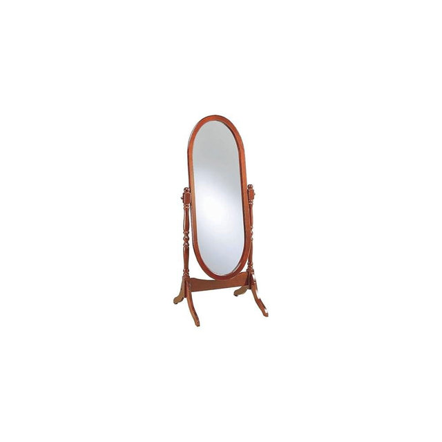 HomeStock Cheval Mirror Full Length - Oval Frame Standing Mirror - Brown Finish