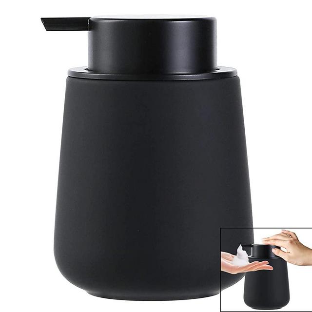 Foam Hand Soap Dispenser - 12 oz Bathroom Lotion Hand Pump Dispenser Black Foaming Soap Dispenser Ceramic Dish Liquid Dispenser for Kitchen Hand Wash Dispenser (Rubber Paint)
