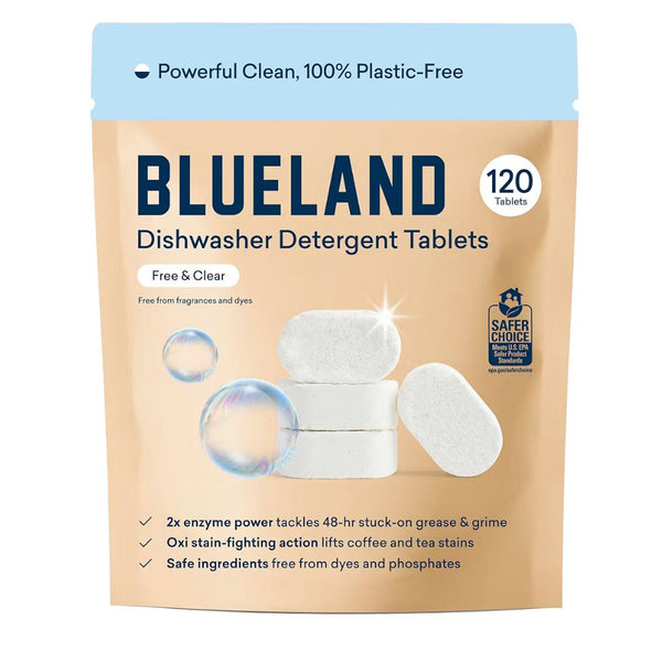 BLUELAND Dishwasher Detergent Tablets, 120 Count, Free & Clear
