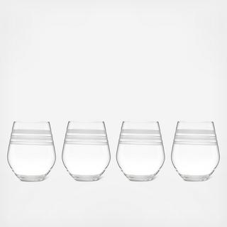 Library Stripe Stemless Wine Glass, Set of 4
