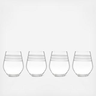 Library Stripe Stemless Wine Glass, Set of 4