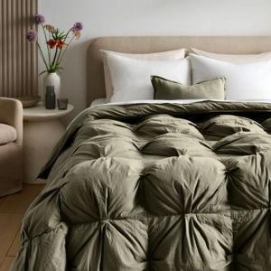 Cotton Pintuck Comforter in Dusty Olive - Cal King